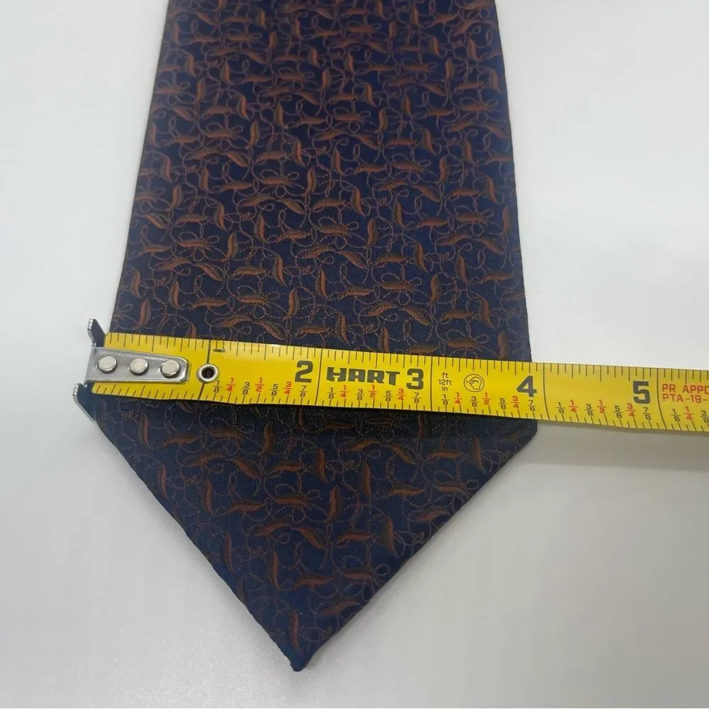 PINK LONDON Navy Copper Print Silk Necktie NWOT Career Office